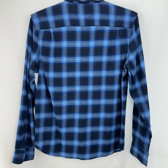 NWOT Lucky Brand Blue Plaid Button Down Shirt Size Medium - Picture 3 of 10